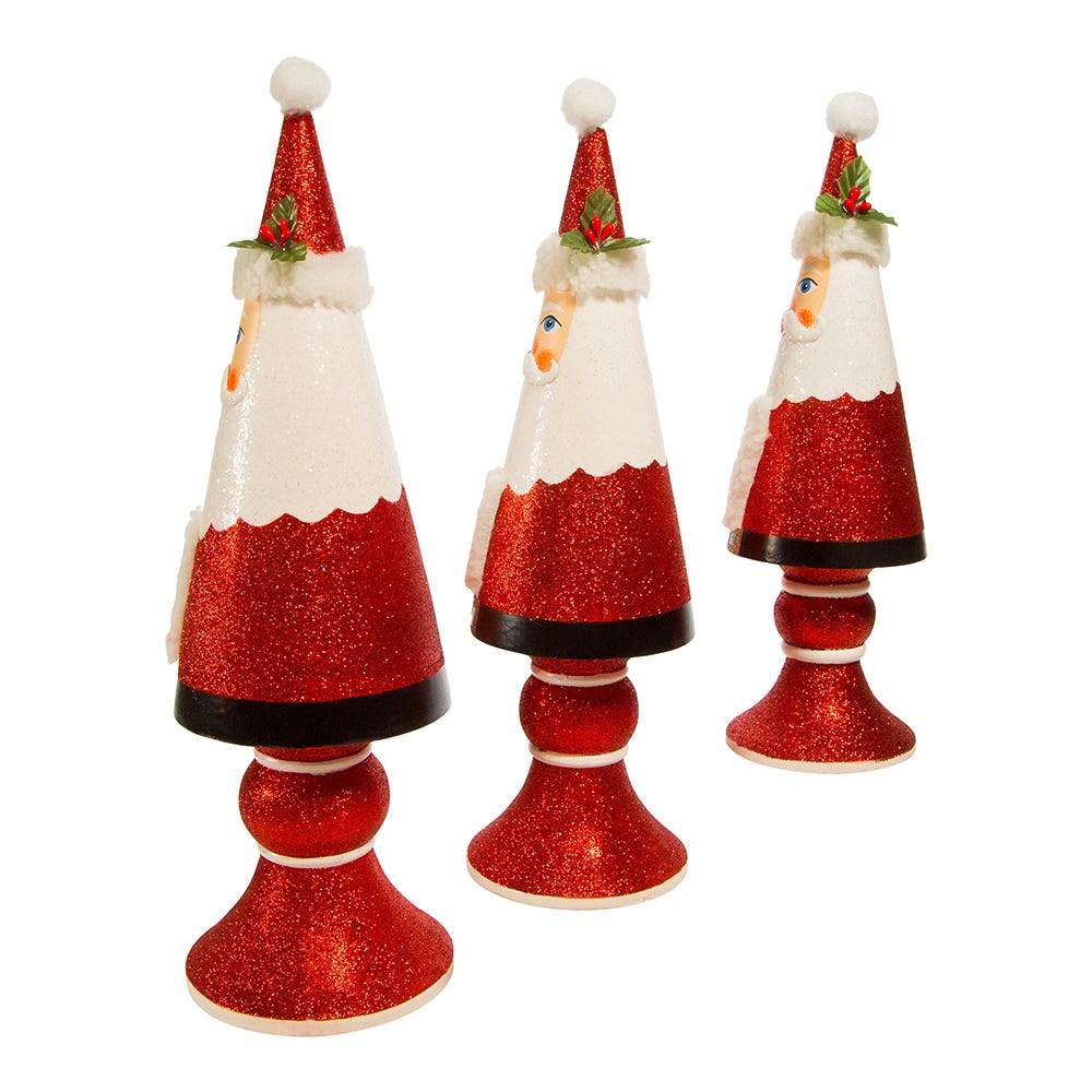 Kurt Adler 10-14-Inch Wooden Santa Tree Table Pieces, 3 Piece Set